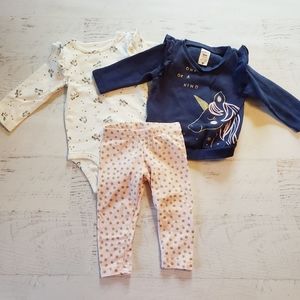 CARTER'S | Baby Girl 6mo Outfit Unicorn 3pc